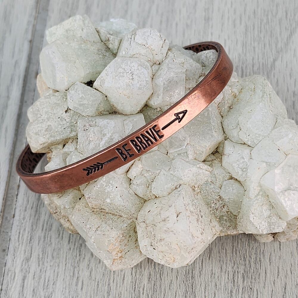 BE BRAVE Copper Cuff Bracelet 2.25" Brave and Bold Arthritis Jewelry Western